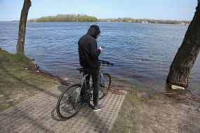 The flooded city park "Natalka" in Kyiv