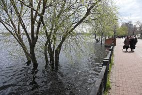 The flooded city park "Natalka" in Kyiv