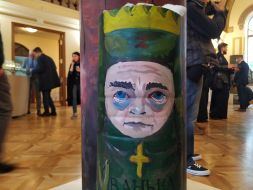 The opening of the exhibition of paintings on the remains of Russian rockets