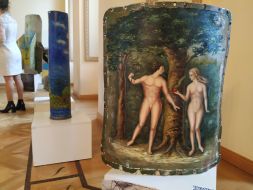The opening of the exhibition of paintings on the remains of Russian rockets
