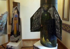 The opening of the exhibition of paintings on the remains of Russian rockets