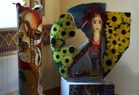 The opening of the exhibition of paintings on the remains of Russian rockets