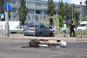 Missile debris in one of the districts of Kyiv