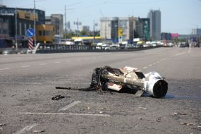 Missile debris in one of the districts of Kyiv