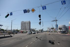 Missile debris in one of the districts of Kyiv