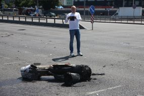 Missile debris in one of the districts of Kyiv