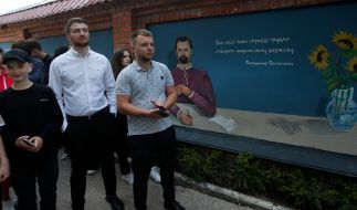 Fragment of a literary mural in Irpin