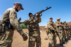 Servicemen of the 3rd operational brigade of the National Guard "Spartan"