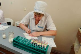 Test tubes with donor blood