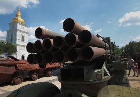 Reactive salvo fire system "Uragan" on Mykhailivska Square