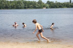Summer vacation on the Obolon embankment in Kyiv