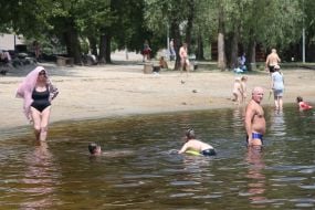 Summer vacation on the Obolon embankment in Kyiv