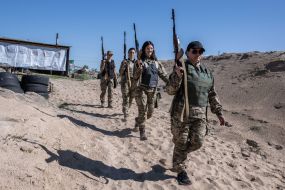 Testing samples of women's field uniforms