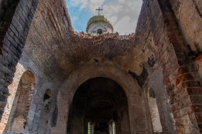 Destroyed Ascension Church in Lukashovka village Chernihiv region