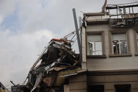 Search operations and demolition of debris at the site of the Russian missile landing in Odessa