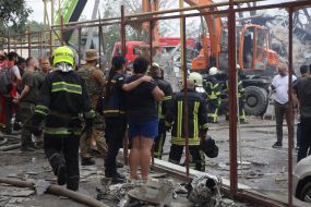 Search operations and demolition of debris at the site of the Russian missile landing in Odessa