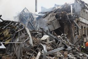 Search operations and demolition of debris at the site of the Russian missile landing in Odessa