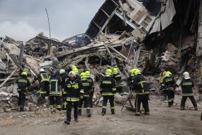 Search operations and demolition of debris at the site of the Russian missile landing in Odessa