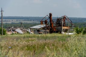 Destroyed agricultural buildings