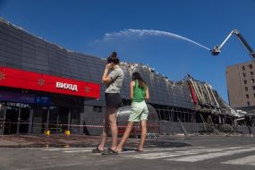 Burned remains of the Fozzy hypermarket in Odessa