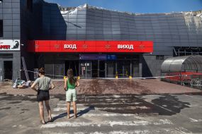 Burned remains of the Fozzy hypermarket in Odessa