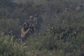 Військовослужбовці 128-ї ОБр СТрО на полігоні