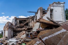 The destroyed building of the local history museum in Kupyansk