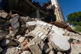 The destroyed building of the local history museum in Kupyansk
