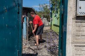 Consequences of artillery shelling of the village of Zaoskolie, Kharkiv region