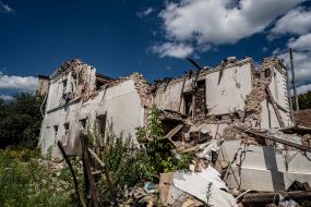 The destroyed building of the local history museum in Kupyansk