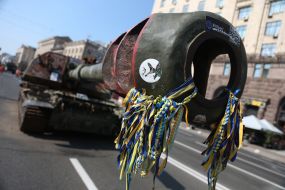 Destroyed Russian military equipment on Khreschatyk in Kyiv