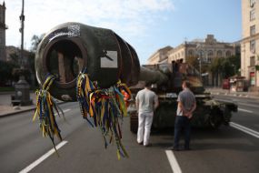 Destroyed Russian military equipment on Khreschatyk in Kyiv