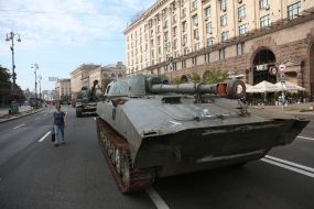 Destroyed Russian military equipment on Khreschatyk in Kyiv