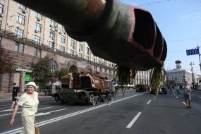 Destroyed Russian military equipment on Khreschatyk in Kyiv