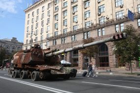 Destroyed Russian military equipment on Khreschatyk in Kyiv