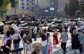 Destroyed Russian military equipment in Kyiv