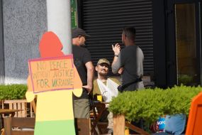 A figure with a call for equal rights in society