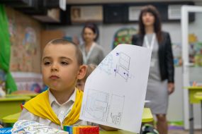 First graders study in the metro in Kharkiv
