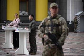 Meeting of Volodymyr Zelenskyi and Mette Frederiksen with media representatives