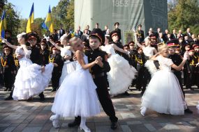 School cadets of Lyceum 23 "Cadet Corps" dance a waltz
