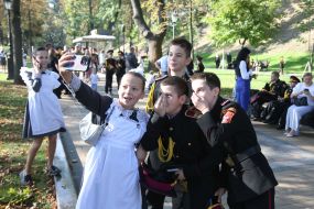School cadets of Lyceum 23 "Cadet Corps" are photographed