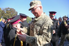 Ceremony of awarding jubilee epaulettes to school cadets of Lyceum 23 "Cadet Corps"