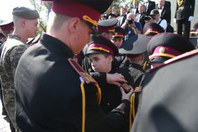 Ceremony of awarding jubilee epaulettes to school cadets of Lyceum 23 "Cadet Corps"