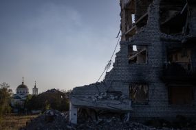 View of the Ascension Church in the city of Izyum, Kharkiv region