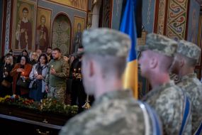Farewell ceremony for fallen serviceman Robert Pokotylo (call sign Friend "Axe") in St. Michael's Cathedral in Kyiv