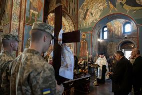 Farewell ceremony for fallen serviceman Robert Pokotylo (call sign Friend "Axe") in St. Michael's Cathedral in Kyiv