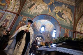 Farewell ceremony for fallen serviceman Robert Pokotylo (call sign Friend "Axe") in St. Michael's Cathedral in Kyiv