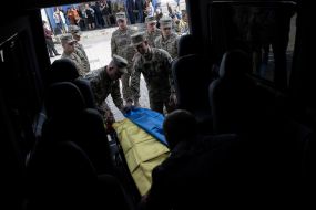 Farewell ceremony for fallen serviceman Robert Pokotylo (call sign Friend "Axe") in St. Michael's Cathedral in Kyiv