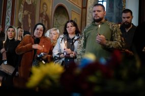 Farewell ceremony for fallen serviceman Robert Pokotylo (call sign Friend "Axe") in St. Michael's Cathedral in Kyiv
