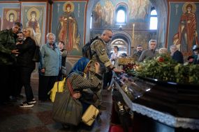 Farewell ceremony for fallen serviceman Robert Pokotylo (call sign Friend "Axe") in St. Michael's Cathedral in Kyiv